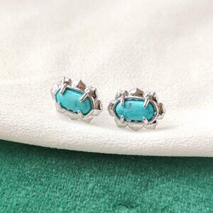 New Kendra Scott Silver Stud Earrings - Piper Variegated Turquoise